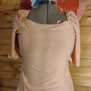 LC by Lauren Conrad Pink Swiss Dot Top